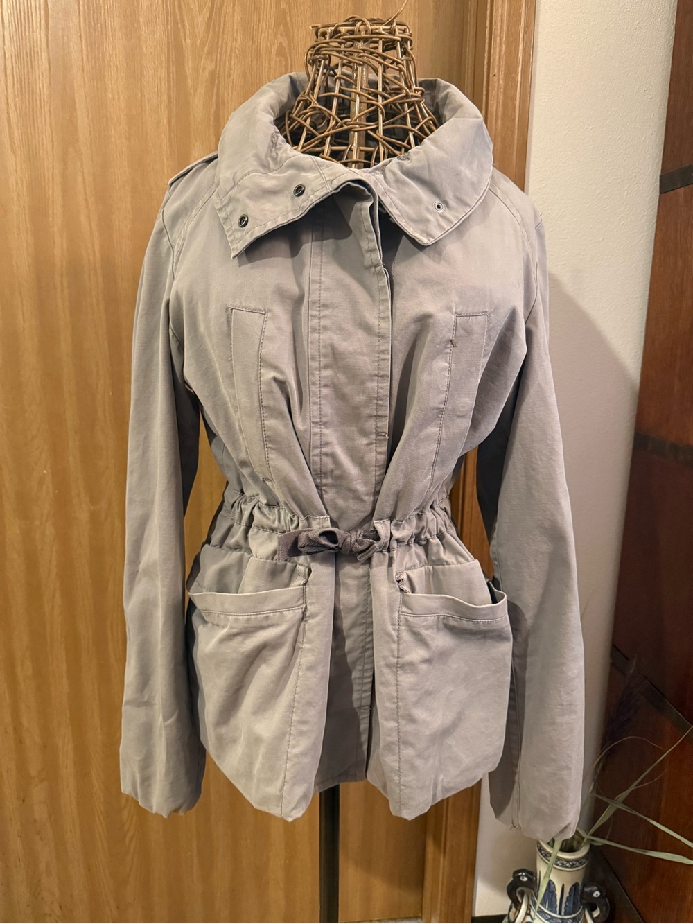 Gap Cotton Funnel Neck Cargo Utility Jacket Gray Size M
